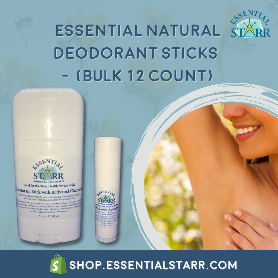 Essential Natural Deodorant Sticks - (BULK 12 Count) -- No Aluminum