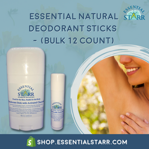 Essential Natural Deodorant Sticks - (BULK 12 Count) -- No Aluminum